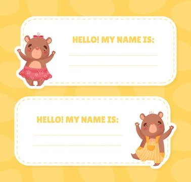 Empty Card with Cute Brown Bear Animal Character Vector Template Ilustración de archivo
