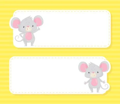 Empty Card with Cute Mouse as Funny Little Animal Vector Template Illustrazione stock