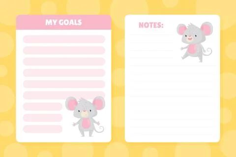 Empty Card with Cute Mouse as Funny Little Animal Vector Template Stock Illustration