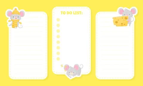 Empty Card with Cute Mouse as Funny Little Animal Vector Template Stock Illustration