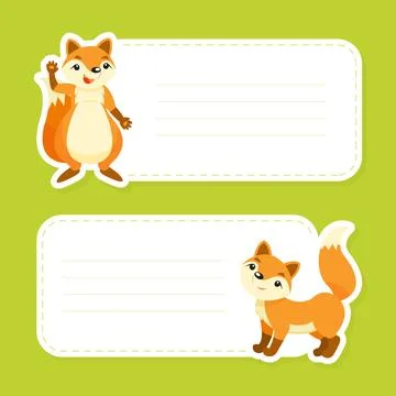 Empty Card with Cute Red Fox Animal with Bushy Tail Vector Template Stock Illustration