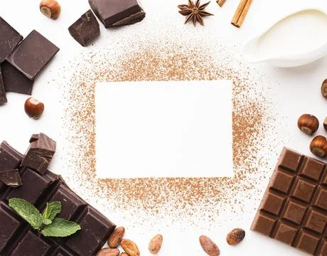 Empty card surrounded by chocolate Resolution and high quality beautiful photo Stock Photos