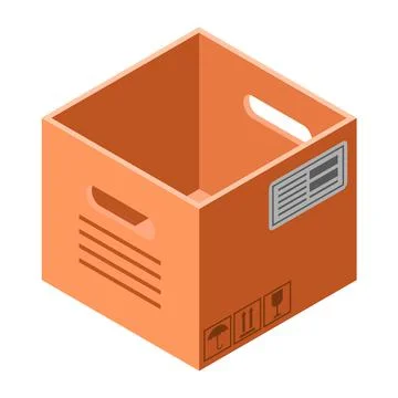 Empty cardboard box icon, isometric style Illustrazione stock