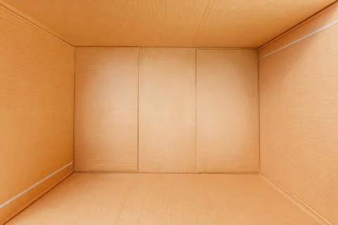 Empty cardboard box, inside view. View from above. Stock Photos