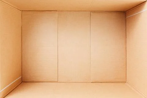 Empty cardboard box, inside view. View from above. 写真素材