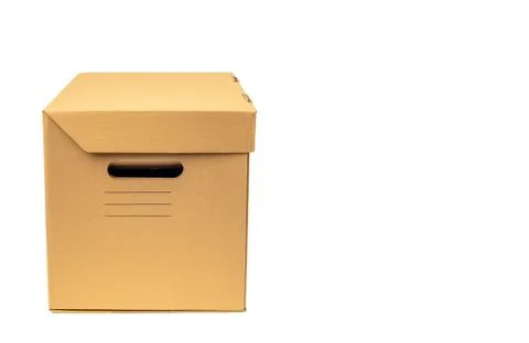 Empty cardboard box isolated on the white background Stock Photos