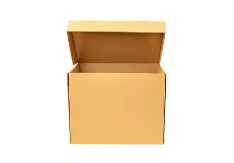 Empty cardboard box isolated on the white background Stock Photos