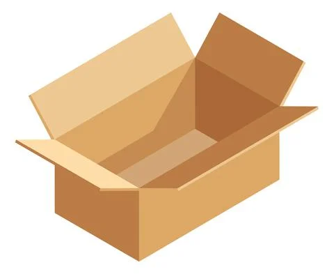 Empty cardboard box. Open cargo package. Moving parcel Stockillustratie