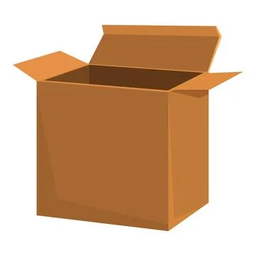 Empty cardboard box is open, ready to be filled Illustrazione stock