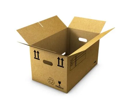 Empty cardboard box opened isolated on white background Stock Illustration