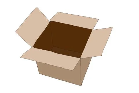 Empty cardboard box opened isolated on transparent white background, illustra Stock Illustration