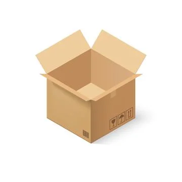 Empty cardboard box opened isolated on transparent white background - eps10.. Stock Illustration