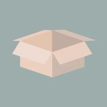 Empty cardboard box opened, vector illustration EPS10. Stock Illustration