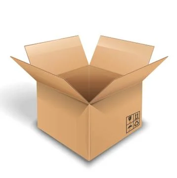 Empty cardboard box opened on white background Stock Illustration