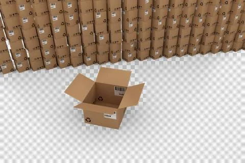 Empty cardboard box by stack of boxes Stockillustratie