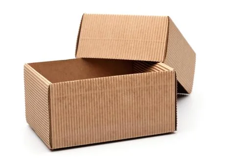 Empty cardboard box on a white background Stock Photos