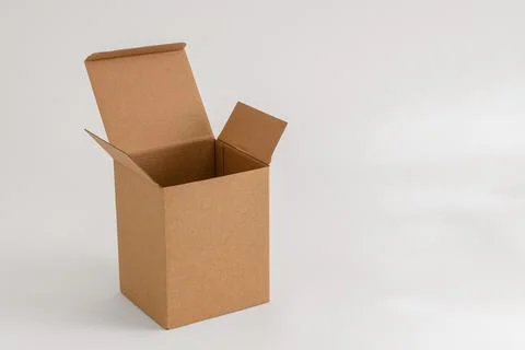 Empty cardboard box on white background 库存照片