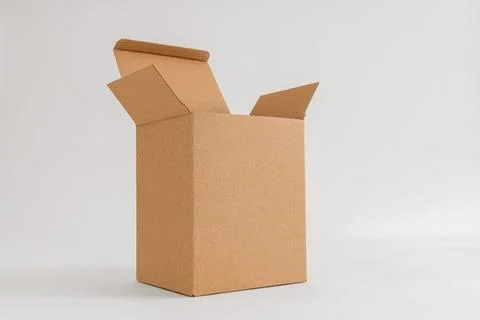 Empty cardboard box on white background Stock Photos