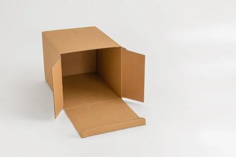 Empty cardboard box on white background Stock Photos