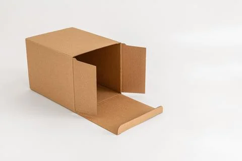 Empty cardboard box on white background Stock Photos