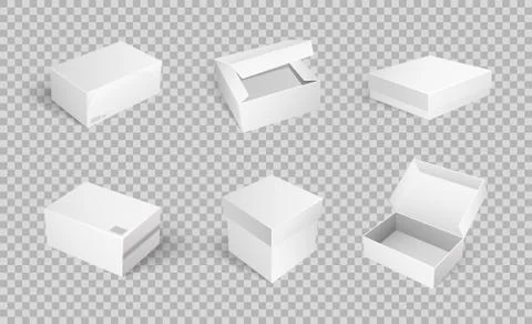 Empty Cardboard Cartoon Containers Isolated Icons 스톡 일러스트