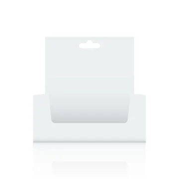 Empty Cardboard display box mockup with front viewpoint. Realistic drawing. Stock Illustration