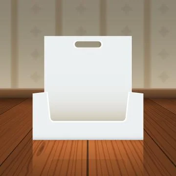 Empty Cardboard or visit card display box with hole to hang up mockup with front Stock Illustration