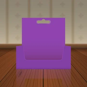 Empty Cardboard or visit card display box with hole to hang up mockup with front Stock Illustration