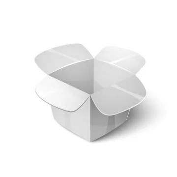 Empty cardboard packaging, open box icon in cartoon style Stock Illustration