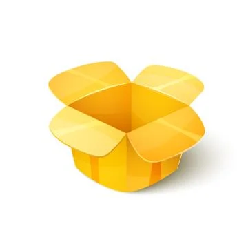 Empty cardboard packaging, open box icon in cartoon style Illustrazione stock