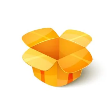 Empty cardboard packaging, open box icon in cartoon style Illustrazione stock