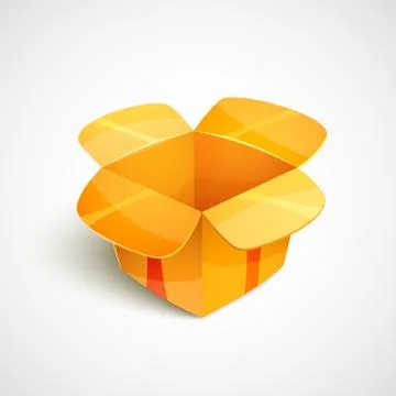 Empty cardboard packaging, open box icon in cartoon style Stock Illustration