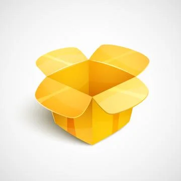 Empty cardboard packaging, open box icon in cartoon style Stock Illustration
