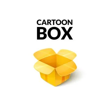 Empty cardboard packaging, open box icon in cartoon style Illustrazione stock