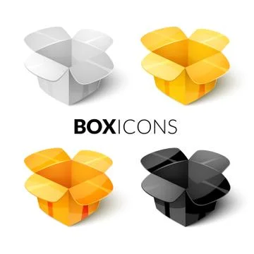 Empty cardboard packaging, open box icon in cartoon style イラスト素材