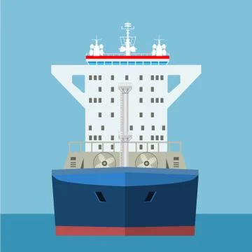 Empty Cargo Container ship with front view. Freight Transportation concept Stock Illustration