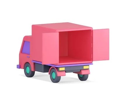 Empty cargo delivery truck with open doors commercial logistic distribution b Stock Illustration