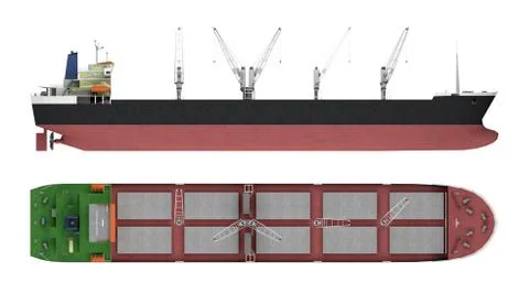 Empty cargo ship with cranes Illustrazione stock