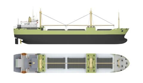 Empty cargo ship with cranes Stock Illustration