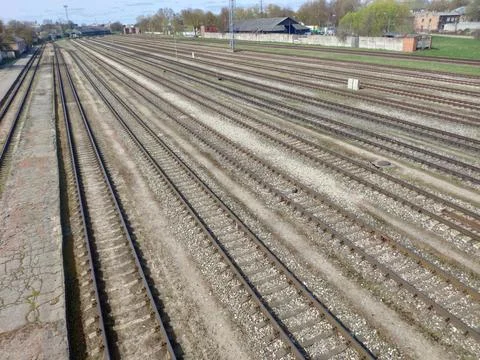 Empty cargo train station because of EU sanctions on Russia Foto stock