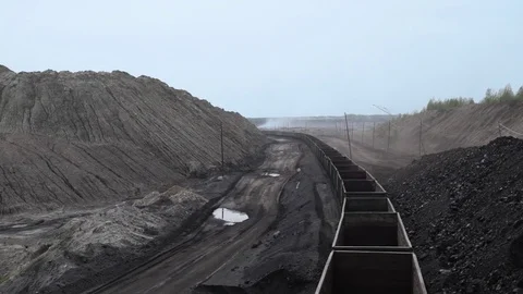 Empty cargo train wagons. economic crisis Video stock 81550298