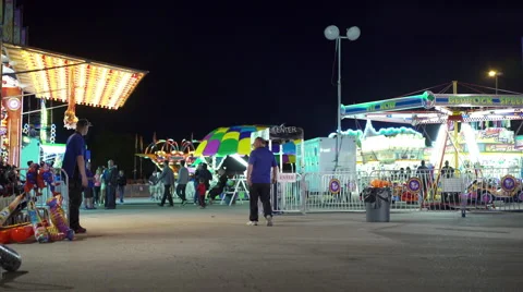 Empty Carnival at night in Huber Heights Ohio 4k Stock Footage 64254841