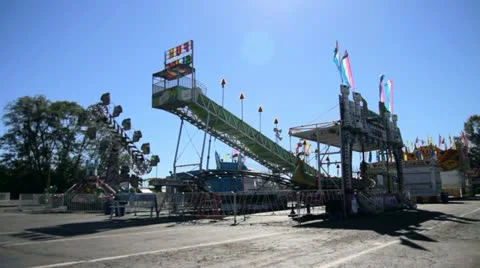 Empty Carnival in Parking Lot Video stock 22034484