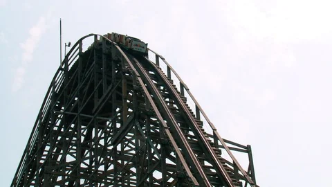 Empty cart goes down roller coaster China Songjiang Video stock 108388159