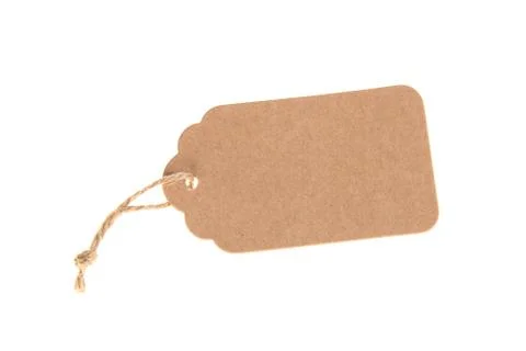 Empty carton gift note isolated on white background Stock Photos