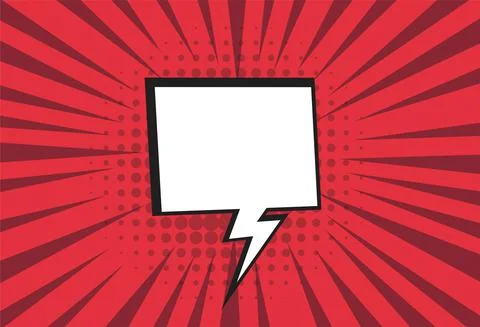 Empty cartoon black and white cloud pop art expression speech box on red. Stock Illustration