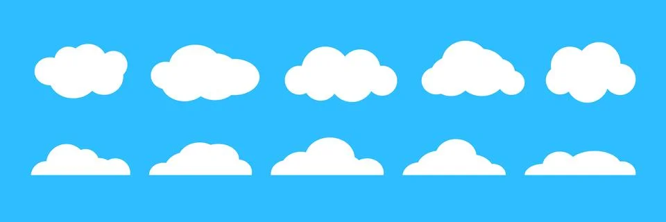 Empty cartoon cloud collection. Comic cloud shapes set for icon, poster, banner Stock Illustration