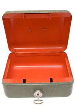 Empty Cash Box with Clipping Path Isolated on a White Background Photos