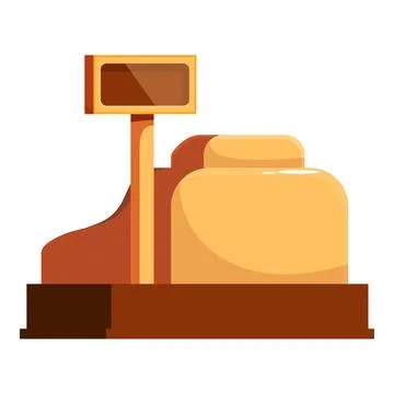 Empty cash register displaying blank sign in retail store Stock Illustration