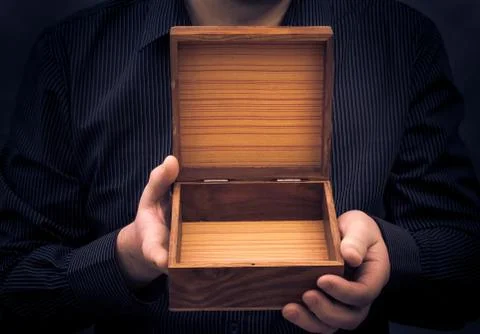 Empty casket hands man Stock Photos